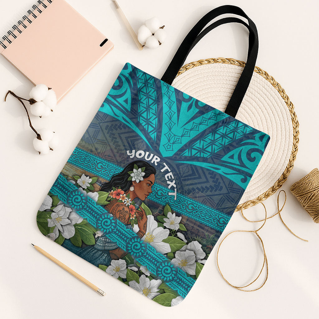 Personalized Polynesian Woman 50th Birthday Tote Bag Traditional Pacific Tribal Tattoo Floral Art