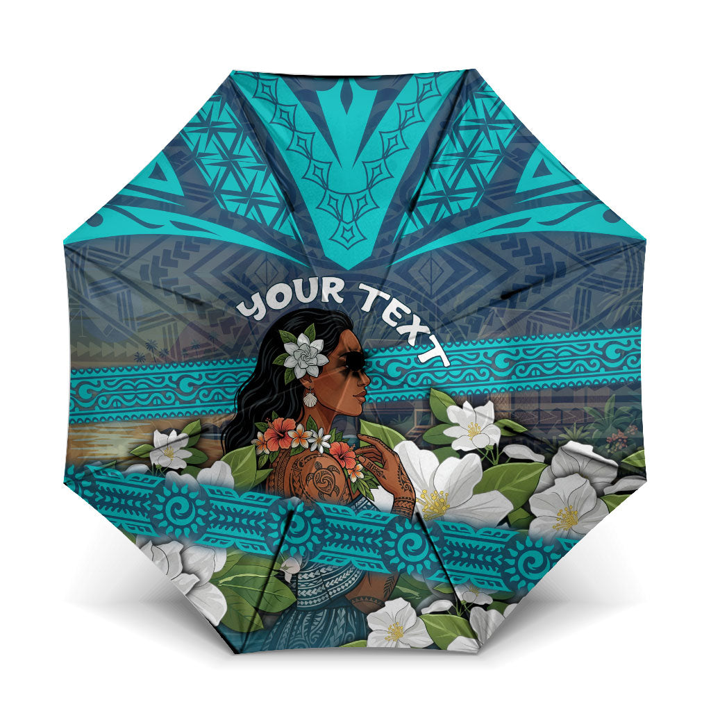 Personalized Polynesian Woman 50th Birthday Umbrella Traditional Pacific Tribal Tattoo Floral Art