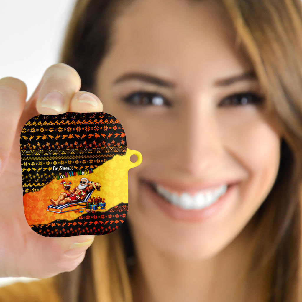 Tropical Christmas In July Santa Claus AirPods Case Festive Hawaiian With Beach Reindeer Sleigh TS04 - Polynesian Pride
