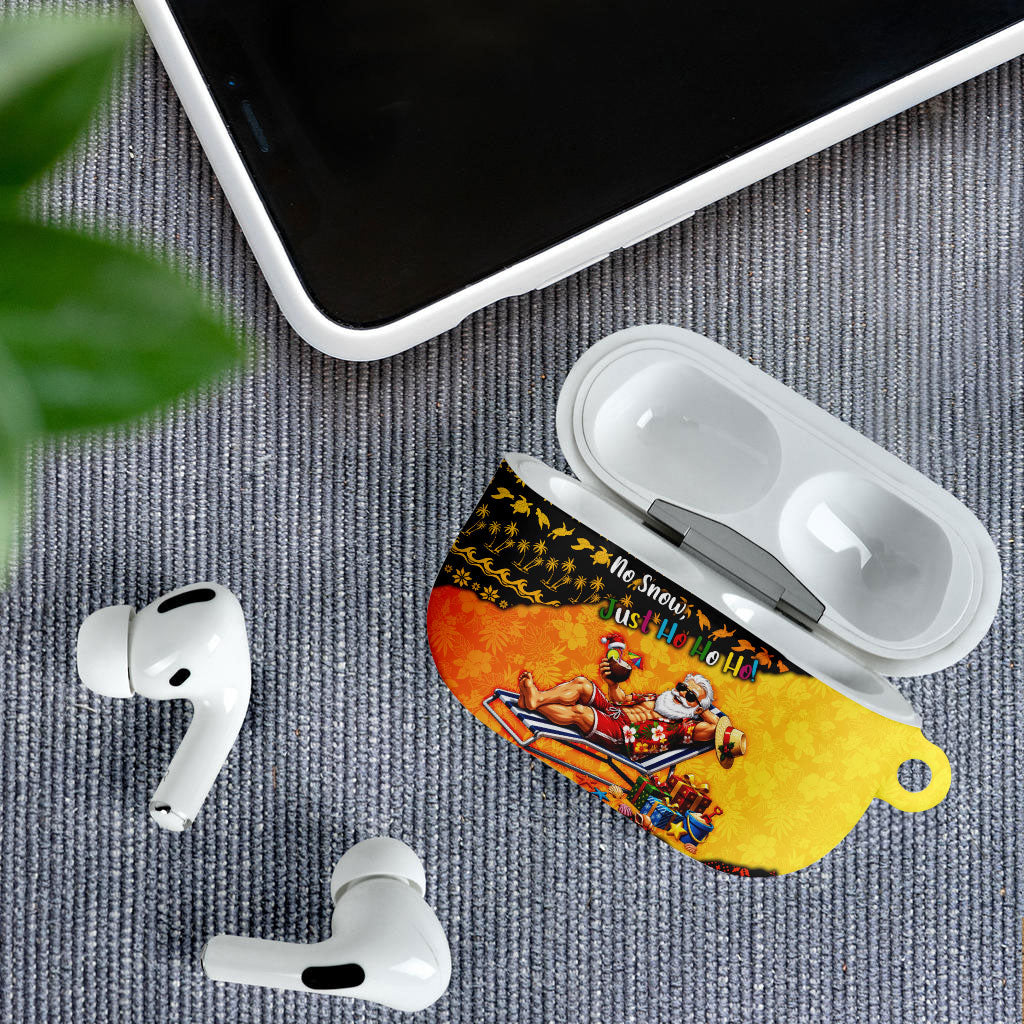 Tropical Christmas In July Santa Claus AirPods Case Festive Hawaiian With Beach Reindeer Sleigh TS04 - Polynesian Pride