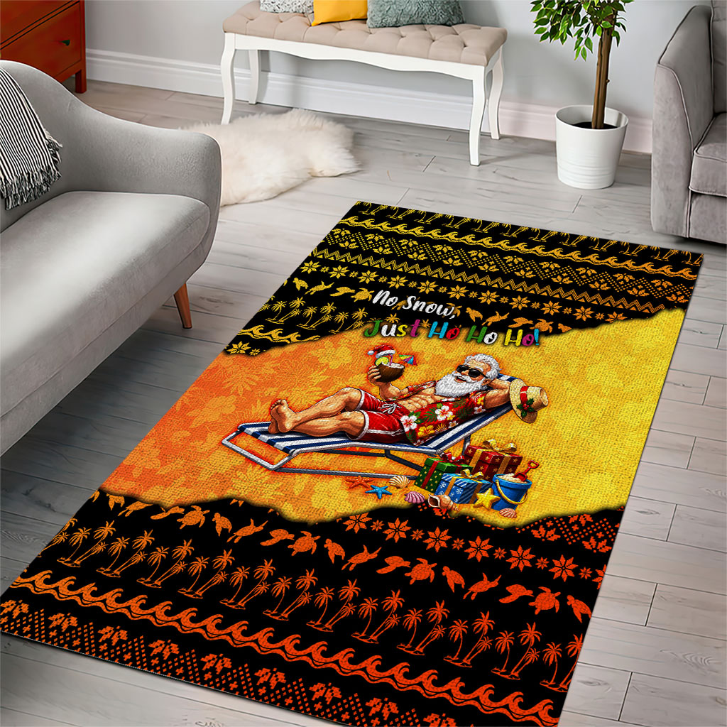 Tropical Christmas In July Santa Claus Area Rug Festive Hawaiian With Beach Reindeer Sleigh TS04 - Polynesian Pride