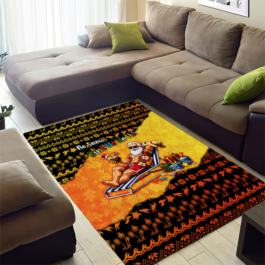 Tropical Christmas In July Santa Claus Area Rug Festive Hawaiian With Beach Reindeer Sleigh TS04 - Polynesian Pride
