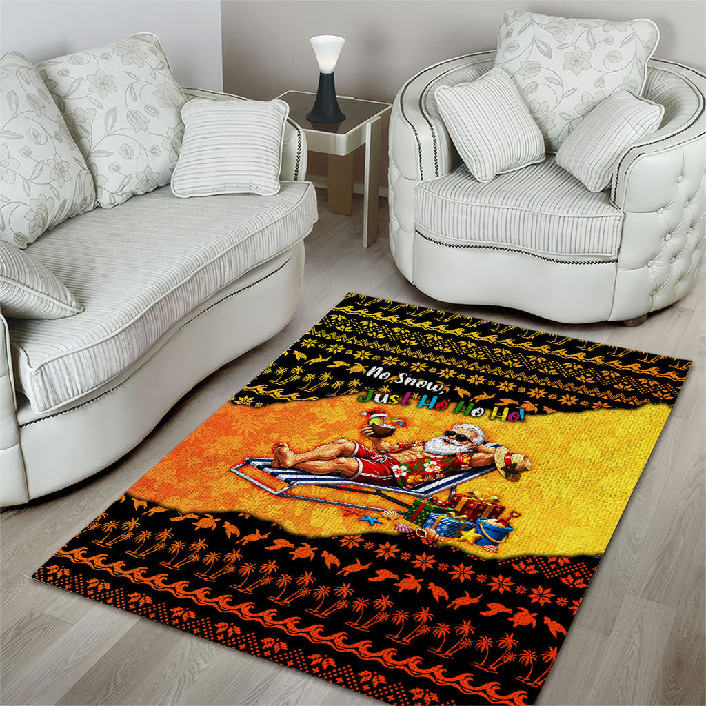 Tropical Christmas In July Santa Claus Area Rug Festive Hawaiian With Beach Reindeer Sleigh TS04 - Polynesian Pride