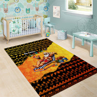 Tropical Christmas In July Santa Claus Area Rug Festive Hawaiian With Beach Reindeer Sleigh TS04 - Polynesian Pride