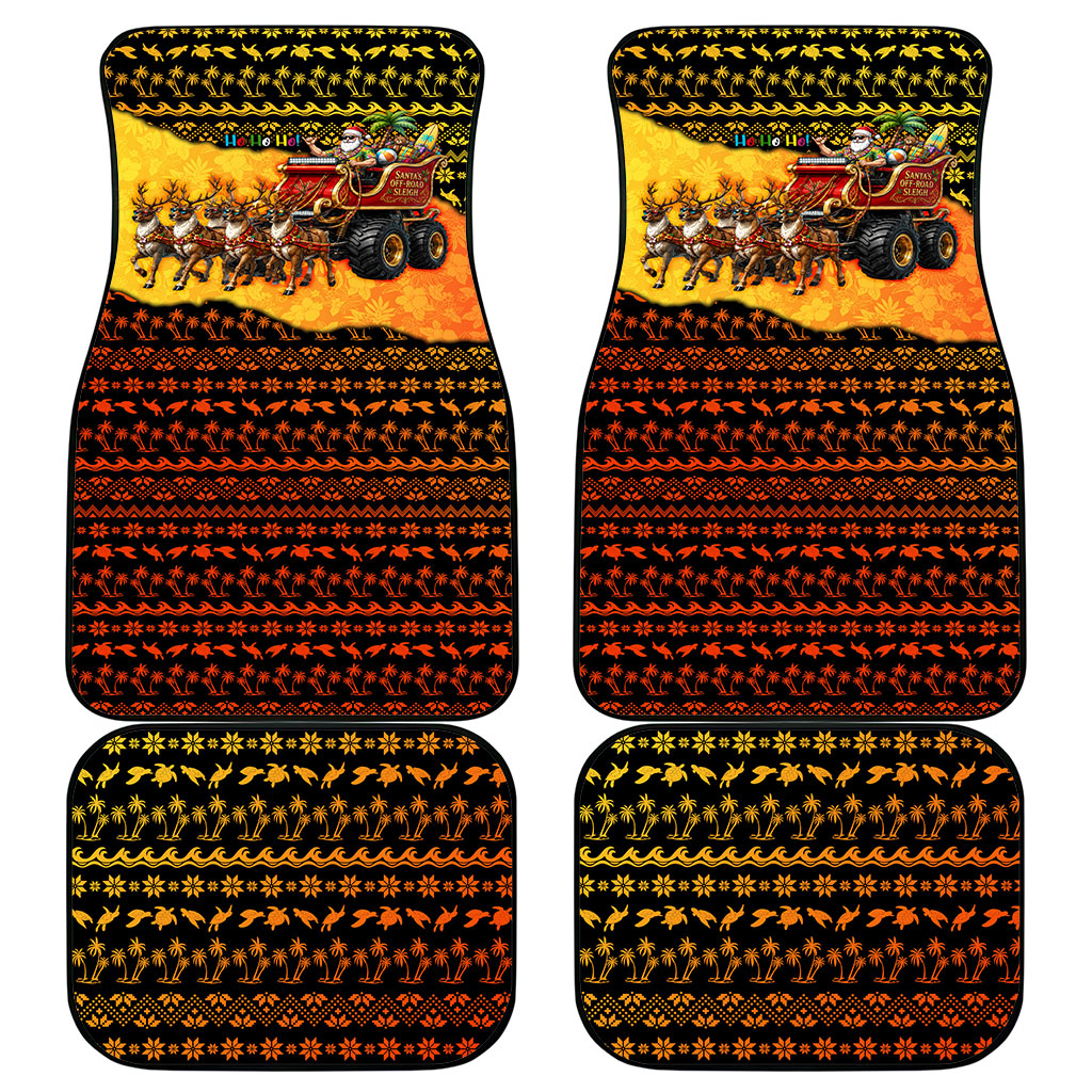 Tropical Christmas In July Santa Claus Car Mats Festive Hawaiian With Beach Reindeer Sleigh TS04 - Polynesian Pride