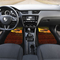 Tropical Christmas In July Santa Claus Car Mats Festive Hawaiian With Beach Reindeer Sleigh TS04 Set 2pcs - Front Orange Black - Polynesian Pride