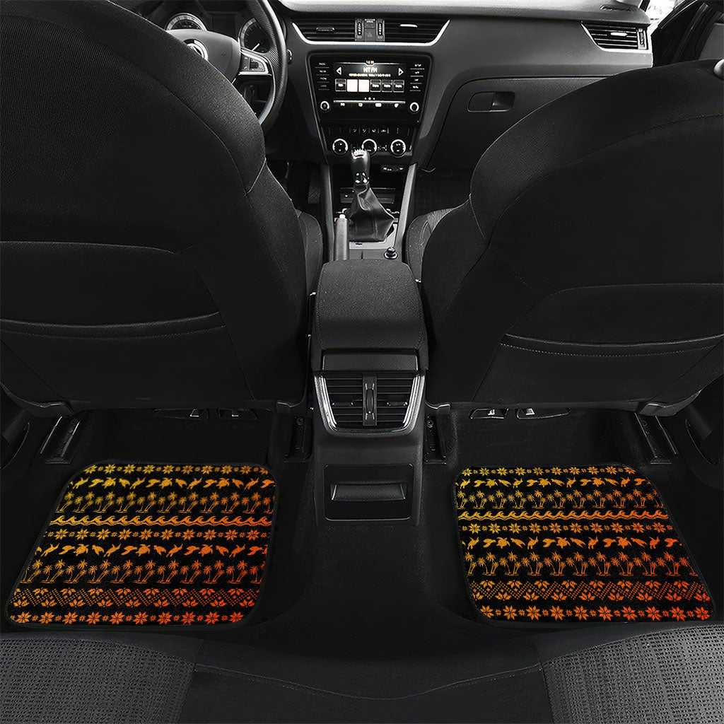 Tropical Christmas In July Santa Claus Car Mats Festive Hawaiian With Beach Reindeer Sleigh TS04 Set 2pcs - Back Orange Black - Polynesian Pride