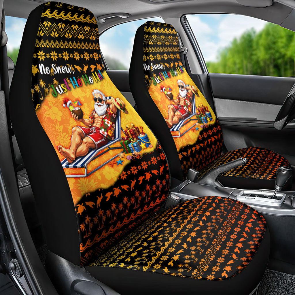 Tropical Christmas In July Santa Claus Car Seat Cover Festive Hawaiian With Beach Reindeer Sleigh TS04 - Polynesian Pride