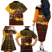 Tropical Christmas In July Santa Claus Family Matching Off The Shoulder Long Sleeve Dress and Hawaiian Shirt Festive Hawaiian With Beach Reindeer Sleigh TS04 - Polynesian Pride