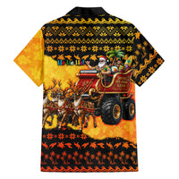 Tropical Christmas In July Santa Claus Family Matching Short Sleeve Bodycon Dress and Hawaiian Shirt Festive Hawaiian With Beach Reindeer Sleigh TS04 - Polynesian Pride