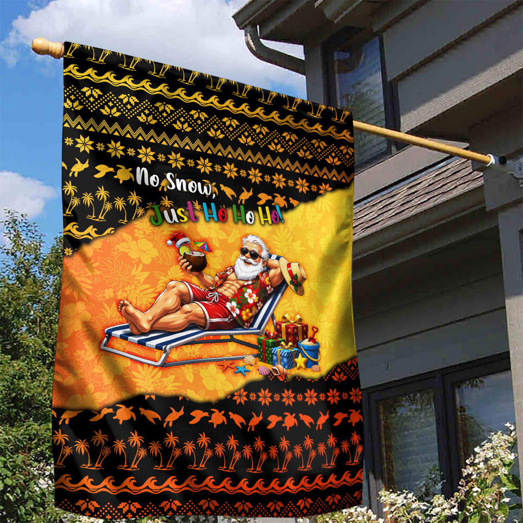 Tropical Christmas In July Santa Claus Garden Flag Festive Hawaiian With Beach Reindeer Sleigh TS04 - Polynesian Pride