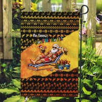 Tropical Christmas In July Santa Claus Garden Flag Festive Hawaiian With Beach Reindeer Sleigh TS04 Garden Flag Orange Black - Polynesian Pride