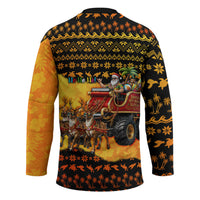 Tropical Christmas In July Santa Claus Hockey Jersey Festive Hawaiian With Beach Reindeer Sleigh TS04 - Polynesian Pride