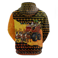 Tropical Christmas In July Santa Claus Hoodie Festive Hawaiian With Beach Reindeer Sleigh TS04 - Polynesian Pride