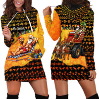 Tropical Christmas In July Santa Claus Hoodie Dress Festive Hawaiian With Beach Reindeer Sleigh TS04 - Polynesian Pride