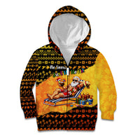 Tropical Christmas In July Santa Claus Kid Hoodie Festive Hawaiian With Beach Reindeer Sleigh TS04 Zip Hoodie Orange Black - Polynesian Pride