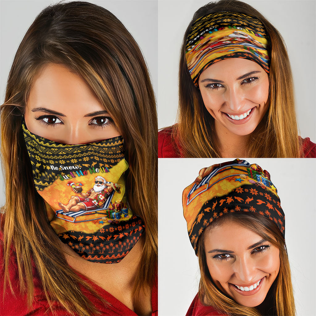 Tropical Christmas In July Santa Claus Neck Gaiter Festive Hawaiian With Beach Reindeer Sleigh TS04 - Polynesian Pride