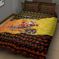 Tropical Christmas In July Santa Claus Quilt Bed Set Festive Hawaiian With Beach Reindeer Sleigh TS04 - Polynesian Pride