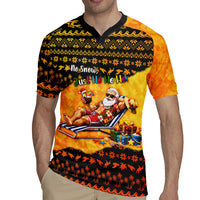 Tropical Christmas In July Santa Claus Rugby Jersey Festive Hawaiian With Beach Reindeer Sleigh TS04 - Polynesian Pride