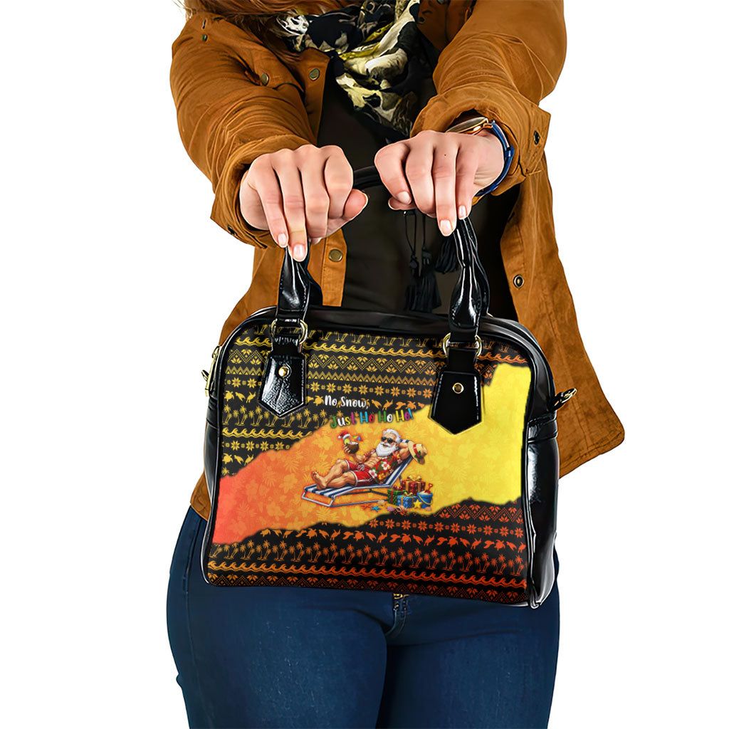 Tropical Christmas In July Santa Claus Shoulder Handbag Festive Hawaiian With Beach Reindeer Sleigh TS04 One Size Orange Black - Polynesian Pride
