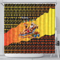 Tropical Christmas In July Santa Claus Shower Curtain Festive Hawaiian With Beach Reindeer Sleigh TS04 - Polynesian Pride