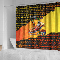 Tropical Christmas In July Santa Claus Shower Curtain Festive Hawaiian With Beach Reindeer Sleigh TS04 - Polynesian Pride