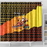 Tropical Christmas In July Santa Claus Shower Curtain Festive Hawaiian With Beach Reindeer Sleigh TS04 - Polynesian Pride