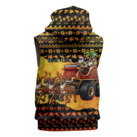 Tropical Christmas In July Santa Claus Sleeveless Zip Hoodie Festive Hawaiian With Beach Reindeer Sleigh TS04 - Polynesian Pride