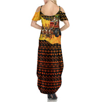 Tropical Christmas In July Santa Claus Summer Maxi Dress Festive Hawaiian With Beach Reindeer Sleigh TS04 - Polynesian Pride