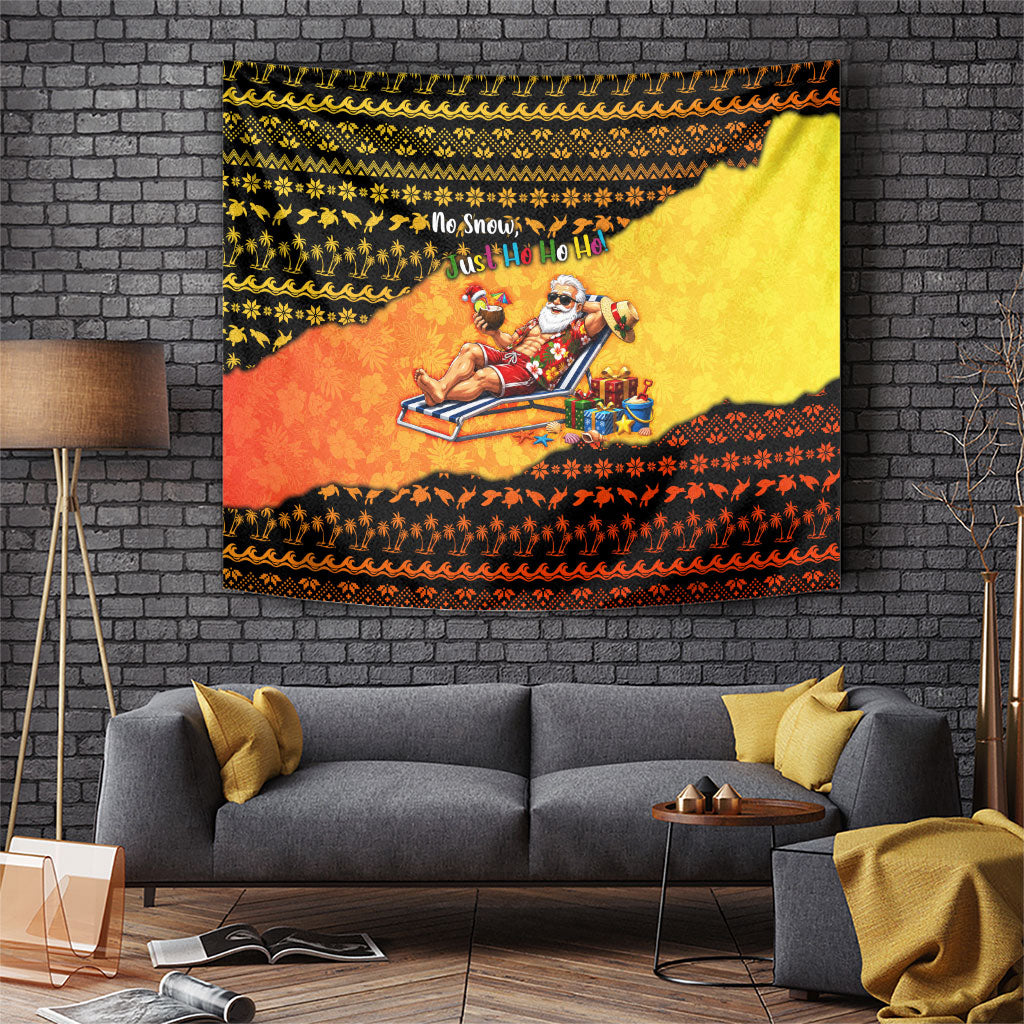 Tropical Christmas In July Santa Claus Tapestry Festive Hawaiian With Beach Reindeer Sleigh