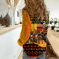Tropical Christmas In July Santa Claus Women Casual Shirt Festive Hawaiian With Beach Reindeer Sleigh TS04 - Polynesian Pride