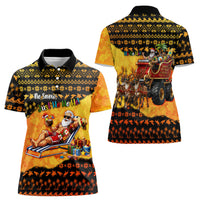Tropical Christmas In July Santa Claus Women Polo Shirt Festive Hawaiian With Beach Reindeer Sleigh TS04 - Polynesian Pride