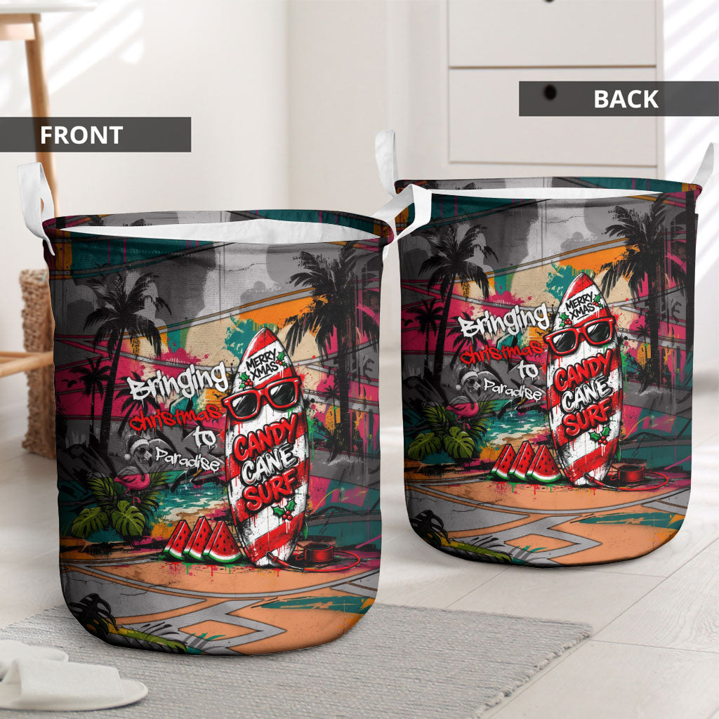 Tropical Christmas In July Candy Cane Surf Laundry Basket Vibrant Street Art Beach Graffiti Graphic TS04 - Polynesian Pride