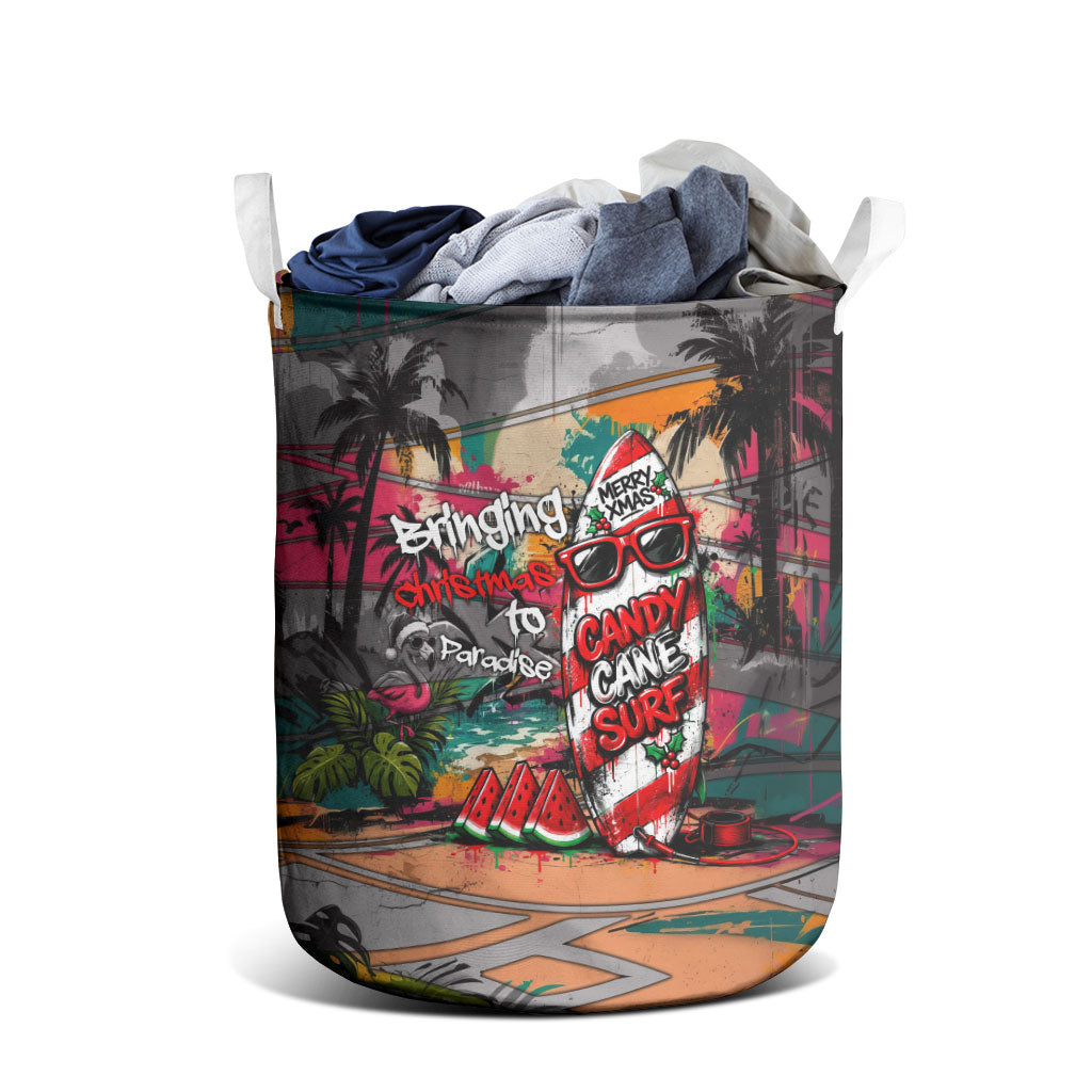 Tropical Christmas In July Candy Cane Surf Laundry Basket Vibrant Street Art Beach Graffiti Graphic TS04 - Polynesian Pride