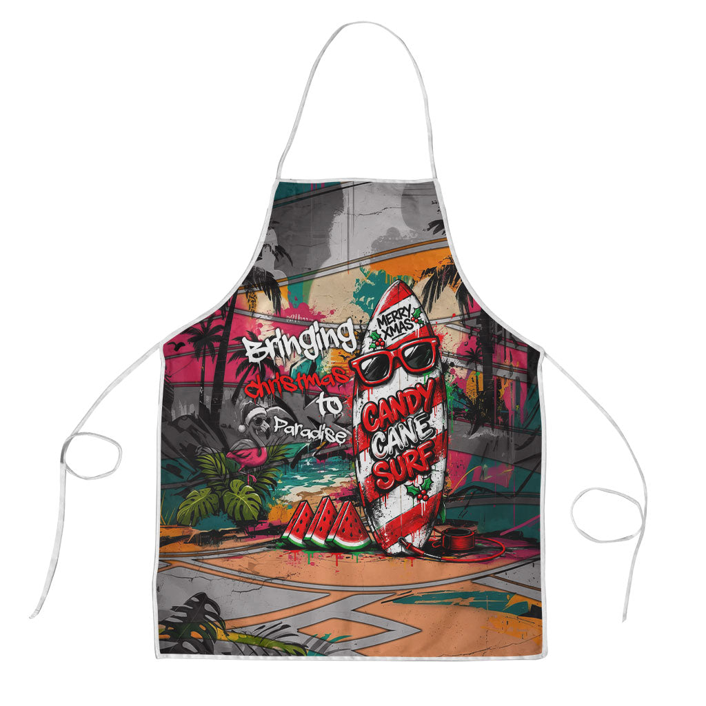 Tropical Christmas In July Candy Cane Surf Apron Vibrant Street Art Beach Graffiti Graphic TS04 Orange Grey - Polynesian Pride