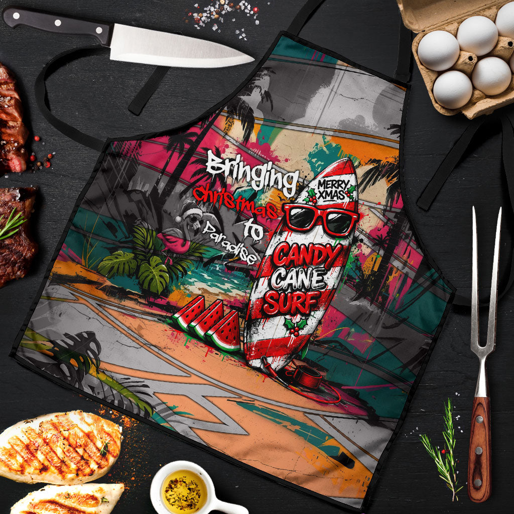 Tropical Christmas In July Candy Cane Surf Apron Vibrant Street Art Beach Graffiti Graphic TS04 Orange Grey - Polynesian Pride
