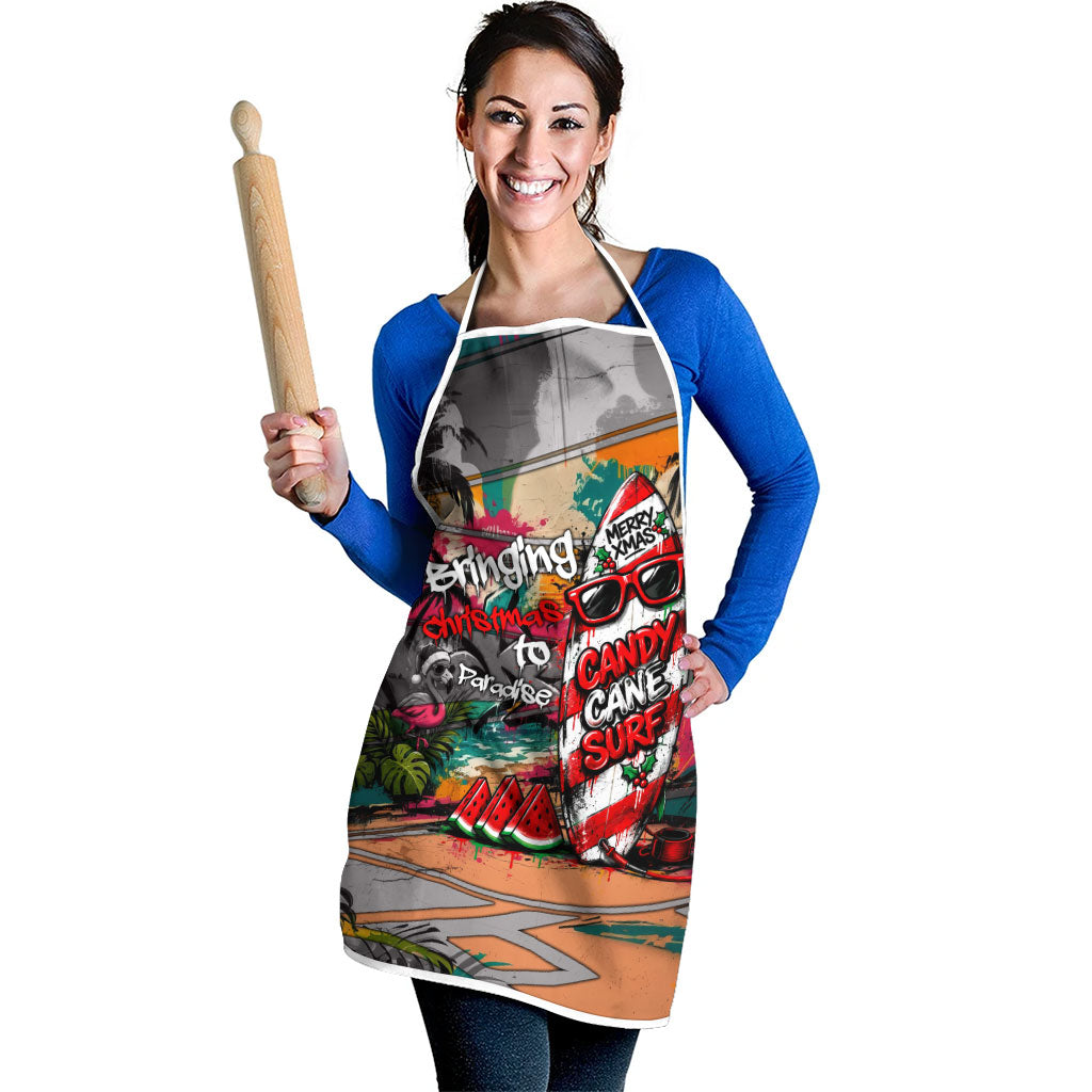 Tropical Christmas In July Candy Cane Surf Apron Vibrant Street Art Beach Graffiti Graphic TS04 - Polynesian Pride