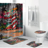 Tropical Christmas In July Candy Cane Surf Bathroom Set Vibrant Street Art Beach Graffiti Graphic TS04 Bathroom Set (4 pcs) Orange Grey - Polynesian Pride