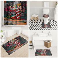 Tropical Christmas In July Candy Cane Surf Bathroom Set Vibrant Street Art Beach Graffiti Graphic TS04 - Polynesian Pride