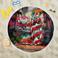 Tropical Christmas In July Candy Cane Surf Beach Blanket Vibrant Street Art Beach Graffiti Graphic TS04 One Size 150cm Orange Grey - Polynesian Pride