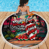 Tropical Christmas In July Candy Cane Surf Beach Blanket Vibrant Street Art Beach Graffiti Graphic TS04 - Polynesian Pride