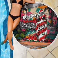 Tropical Christmas In July Candy Cane Surf Beach Blanket Vibrant Street Art Beach Graffiti Graphic TS04 - Polynesian Pride