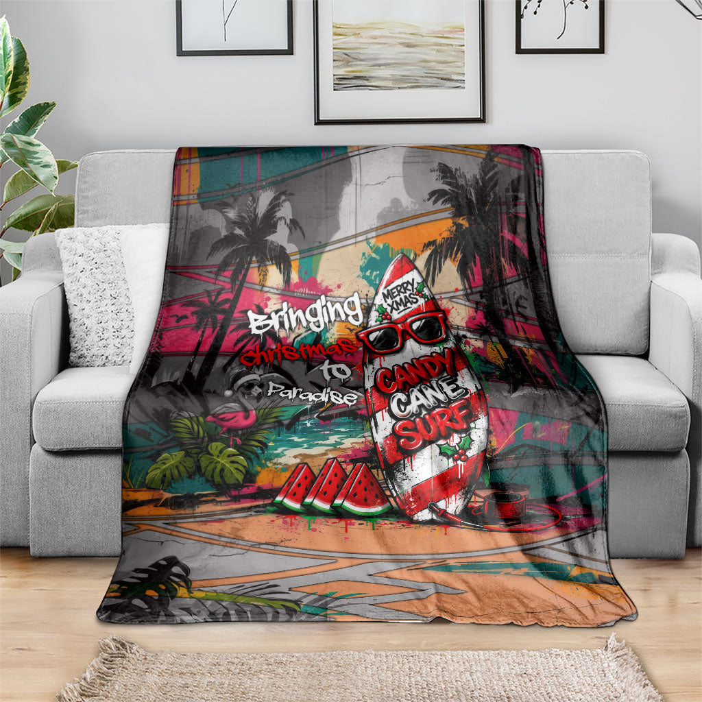 Tropical Christmas In July Candy Cane Surf Blanket Vibrant Street Art Beach Graffiti Graphic TS04 - Polynesian Pride