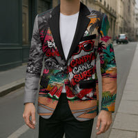 Tropical Christmas In July Candy Cane Surf Blazer Vibrant Street Art Beach Graffiti Graphic TS04 - Polynesian Pride