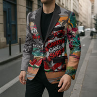 Tropical Christmas In July Candy Cane Surf Blazer Vibrant Street Art Beach Graffiti Graphic TS04 - Polynesian Pride