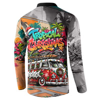 Tropical Christmas In July Candy Cane Surf Button Sweatshirt Vibrant Street Art Beach Graffiti Graphic