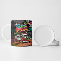 Tropical Christmas In July Candy Cane Surf Ceramic Mug Vibrant Street Art Beach Graffiti Graphic