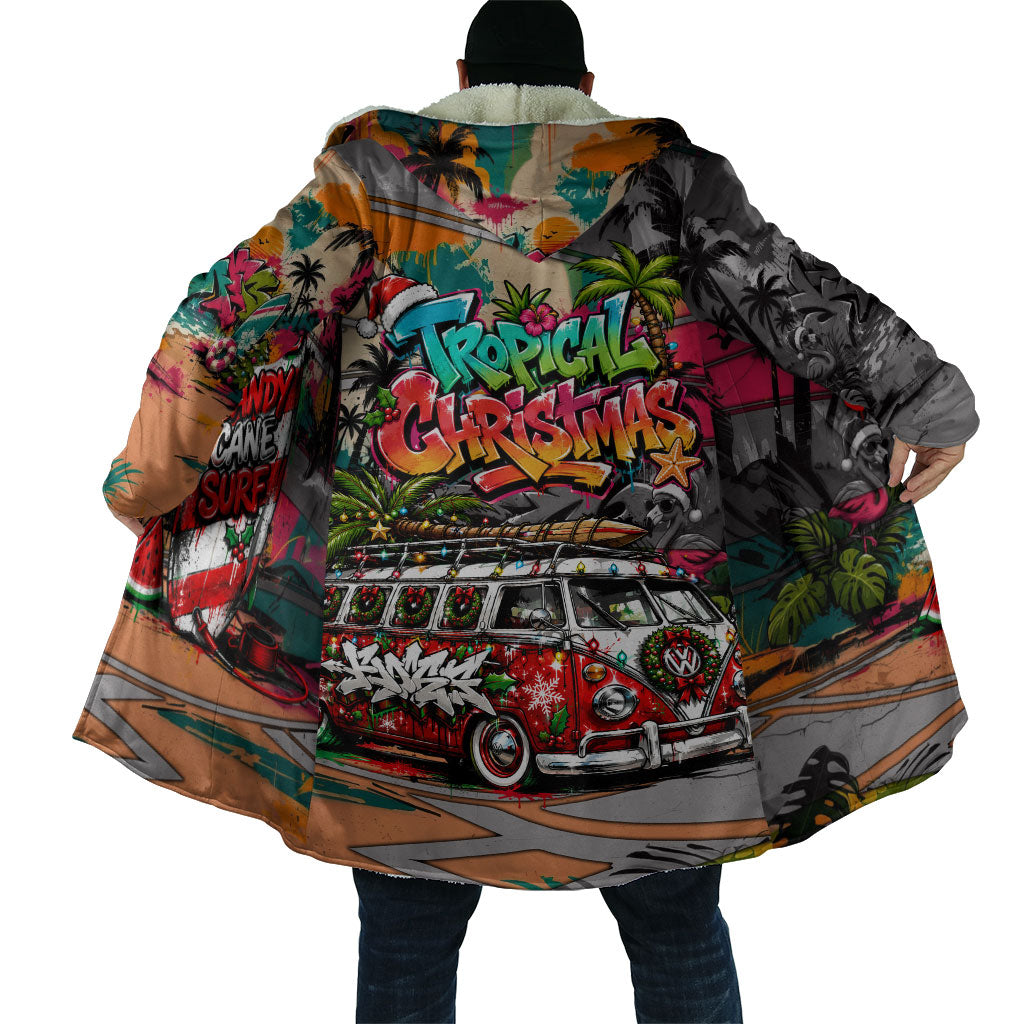 Tropical Christmas In July Candy Cane Surf Cloak Vibrant Street Art Beach Graffiti Graphic TS04 - Polynesian Pride