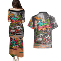 Tropical Christmas In July Candy Cane Surf Couples Matching Puletasi and Hawaiian Shirt Vibrant Street Art Beach Graffiti Graphic TS04 - Polynesian Pride