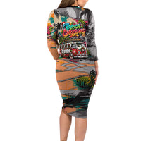 Tropical Christmas In July Candy Cane Surf Family Matching Long Sleeve Bodycon Dress and Hawaiian Shirt Vibrant Street Art Beach Graffiti Graphic TS04 - Polynesian Pride